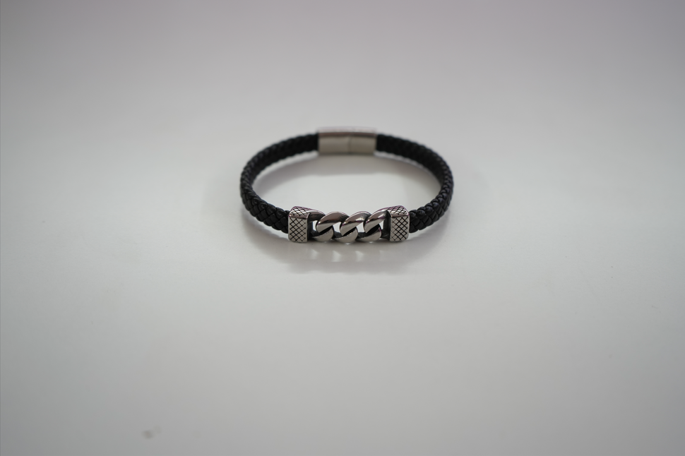 Pulsera de Acero y Cuero Nudos